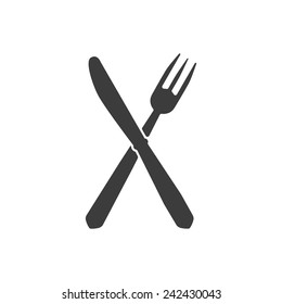 The knife and fork icon. symbol. Flat Vector illustration