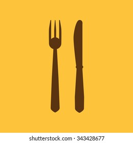 The knife and fork icon. Knife and fork symbol. Flat Vector illustration. Set