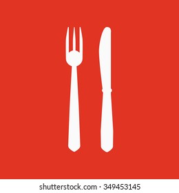 The knife and fork icon. Knife and fork symbol. Flat Vector illustration. Set