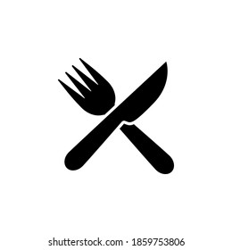 Símbolo de icono de cuchillo y tenedor vector sobre fondo blanco