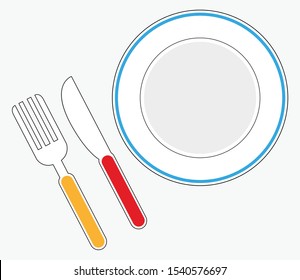 Knife and fork icon vector. Cutlery