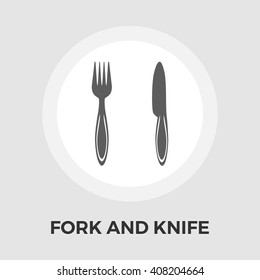 Knife and fork icon vector. Flat icon isolated on the white background. Editable EPS file. Vector illustration.