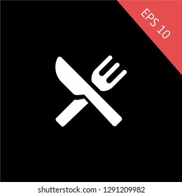 Knife and Fork Icon Vector. Food, dining, bar, cafe, hotel, eating concept. Sign Isolated on white background. Trendy Flat style for restaurant menu, logo, Web, UI, mobile upp, EPS10, Premium


