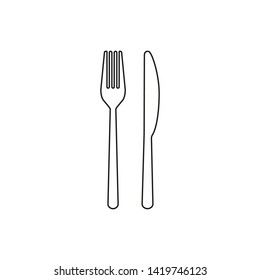 Knife, fork icon. Vector illustration. Line style.
