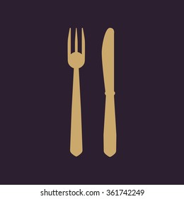 The knife and fork icon.symbol. Flat Vector illustration. Set