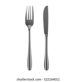 Knife and fork isolated on white background