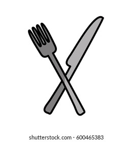 knife and fork kitchen cutlery isolated icon vector illustration design