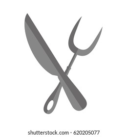 knife and fork kitchen cutlery isolated icon