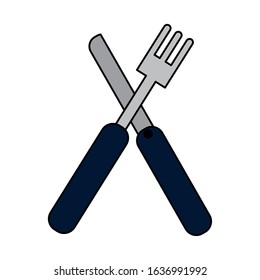 Knife and fork kitchen on white background. vector illustration design.