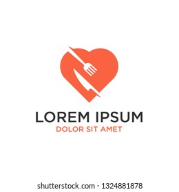 Knife fork with love icon logo vector design