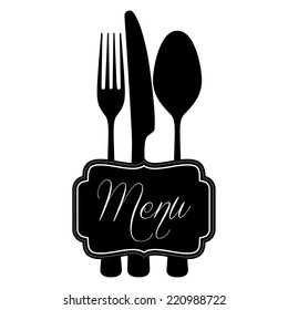 knife and fork with ornate horizontal menu title