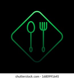Icono de nolan sobre el contorno de la cuchilla y la horquilla. Línea delgada simple, contorno vectorial de iconos de restaurantes para ui y ux, sitio web o aplicación móvil