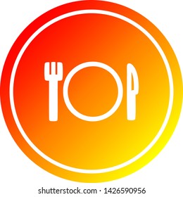 knife fork and plate circular icon with warm gradient finish