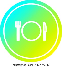 knife fork and plate circular icon with cool gradient finish