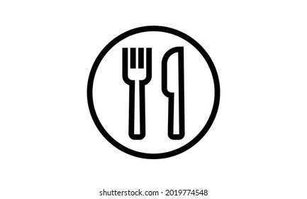 knife fork plate icon  line vector Isolated illustration.