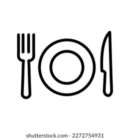 knife, fork, plate icon meal symbol trendy style illustration on white background..eps