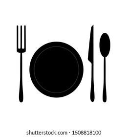 knife, fork, plate icon vector, set dinner icon.