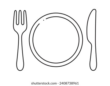 Knife, fork and plate icon vector illustration