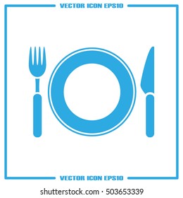 knife fork plate  icon vector EPS 10, abstract sign  flat design,  illustration modern isolated badge for website or app - stock info graphics