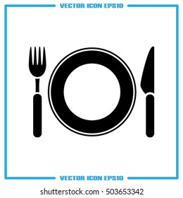 knife fork plate  icon vector EPS 10, abstract sign  flat design,  illustration modern isolated badge for website or app - stock info graphics