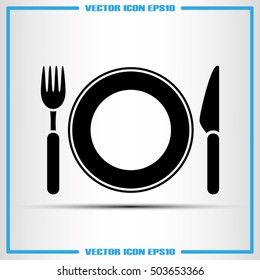knife fork plate  icon vector EPS 10, abstract sign  flat design,  illustration modern isolated badge for website or app - stock info graphics