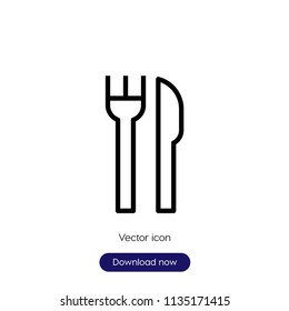 Knife and fork sign icon in trendy flat style isolated on grey background, modern symbol vector illustration for web