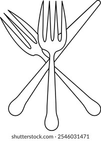 Knife and fork single continuous line art