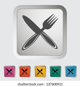 Knife and fork. Single icon. Vector illustration.