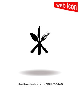Knife, fork and spoo. Cutlery icon. 