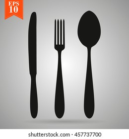 knife, fork and spoon