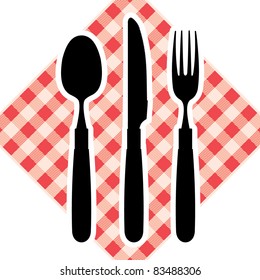 knife, fork and spoon