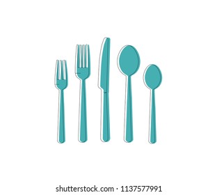 knife, fork, spoon, cutlery.