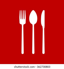 knife, fork and spoon. Cutlery. Flat icon. 