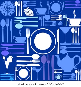 knife, fork and spoon. Cutlery icons seamless pattern background. Vector Illustration