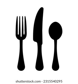 Knife fork and spoon cutlery set vector illustration isolated on white background. Fork vector, spoon icon, knife table cutlery