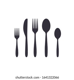Knife, Fork and Spoon icon kitchen set, Vector isolated flat design illustration.