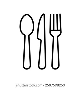 Knife, fork and spoon icon line vector illustration isolated 