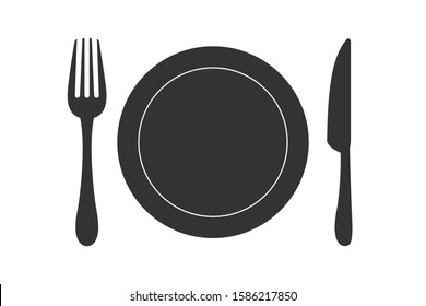 Knife, fork and spoon icon. Restaurant sign