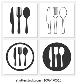 Knife, Fork, Spoon Icon Set Vector Design