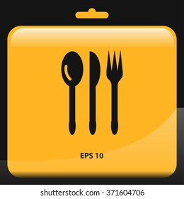 knife, fork and spoon icon for web and mobile. flat design style