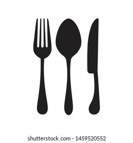 Knife, fork and spoon icon. white background, vector icon illustration