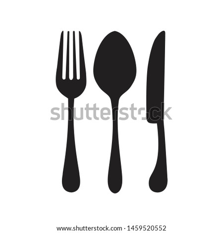 Knife, fork and spoon icon. white background, vector icon illustration