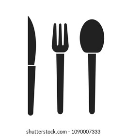 knife, fork and spoon isolated on white background