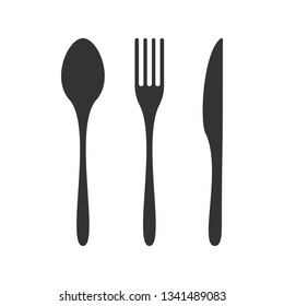 Knife, fork and spoon isolated on white background. Vector illustration