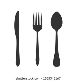 Knife, fork and spoon isolated on white background. Vector illustration. EPS 10