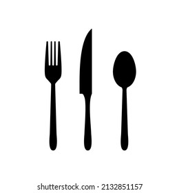 Knife, fork and spoon isolated on white background