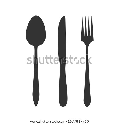 Knife, fork and spoon isolated on white background. Vector illustration.