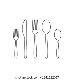 Knife, Fork and Spoon line icon set, Vector isolated outline design illustration.