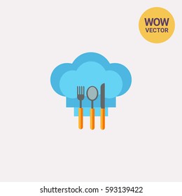 Knife, Fork and Spoon on Chef Hat Icon