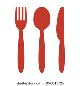 Knife, fork and spoon on white background. Vector illustration